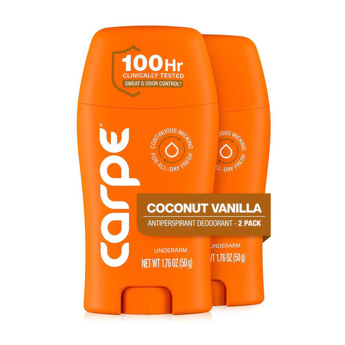 Carpe 100-Hour Antiperspirant Deodorant for Women - Coconut Vanilla Dermatologist Tested - 100 Hr Sweat & Odor Control - Free from Baking Soda & Parabens - Clinical Strength Deodorant